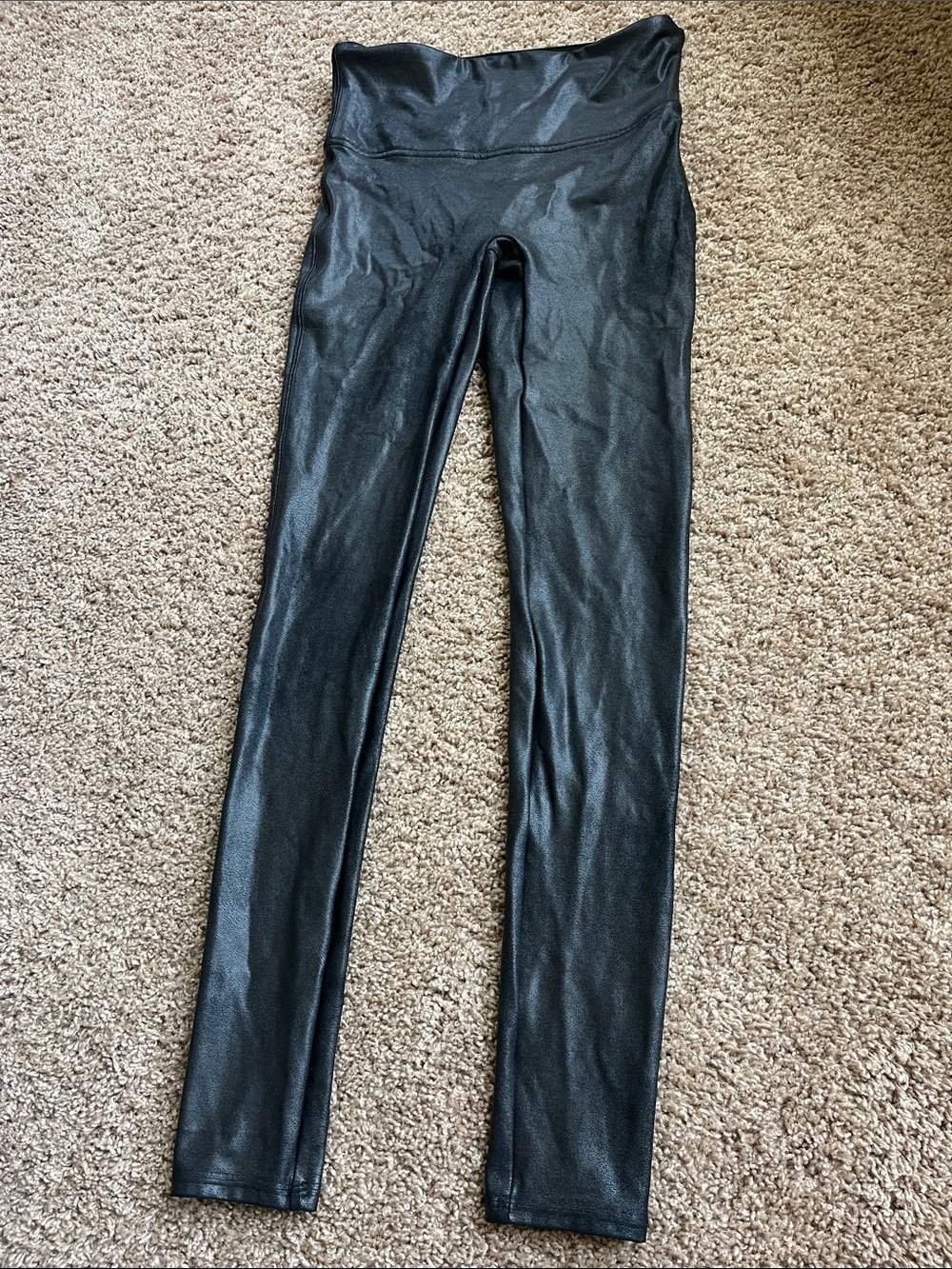 SPANX Black Faux Leather Leggings Size S